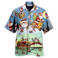 Cute Festive Christmas Fishing Hawaiian Shirt For Summer Events And Casual Outdoor Wear