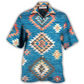 Bohemian Blue Peace Hawaiian Shirt Design Detail For Sunny Adventures And Casual Wear