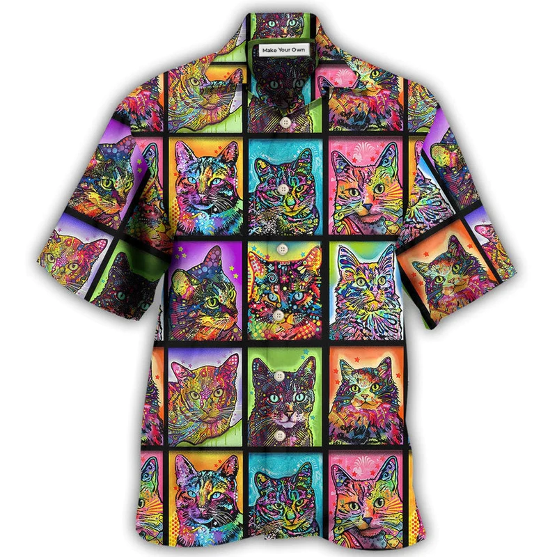 Cat Sykel Cats Kitty Hawaiian Shirt Pattern View For Relaxed Warm Weather Outfits