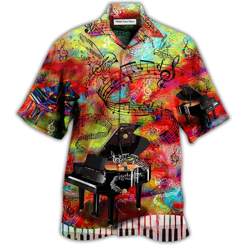 Piano Music Guide Hawaiian Shirt Artwork Detail For Tropical Trips And Casual Outings
