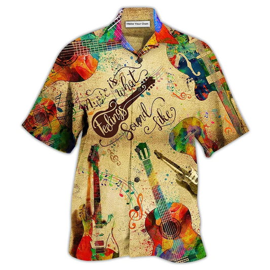 Guitar Hawaiian Shirt For Tropical Holiday Resort Parties And Everyday Style