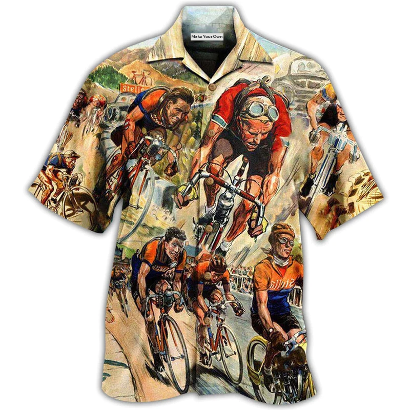 Bicycle Ride Racing Hawaiian Shirt Artwork Detail For Tropical Trips And Casual Outings