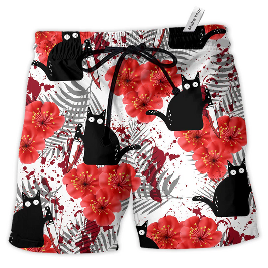 Black Cat Beach Shorts For Resort Getaways And Relaxed Casual Wear