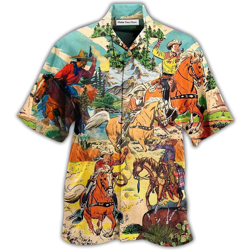 Cowboy Real Men Ride Horses Hawaiian Shirt For Poolside Relaxation And Sunny Getaways