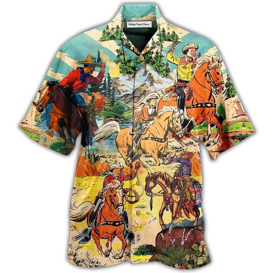 Cowboy Real Men Ride Horses Hawaiian Shirt For Poolside Relaxation And Sunny Getaways
