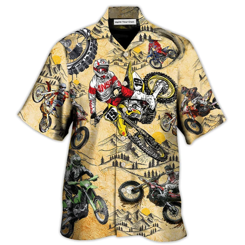 Vintage Motorcycle Motocross Biker Hawaiian Shirt For Warm Weather Adventures And Everyday Comfort
