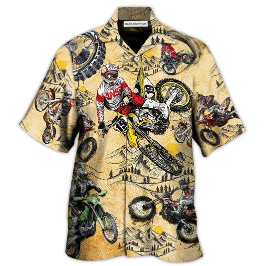 Vintage Motorcycle Motocross Biker Hawaiian Shirt For Warm Weather Adventures And Everyday Comfort