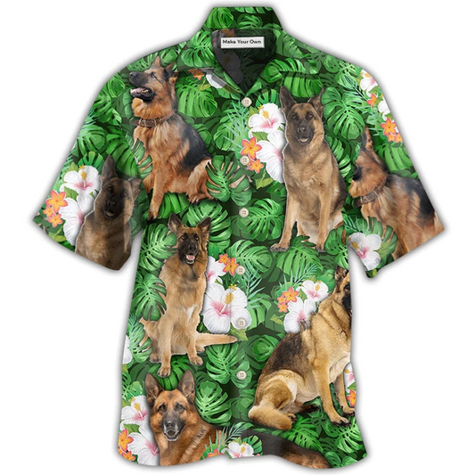 Tropical Dog German Shepherd Hawaiian Shirt For Beach Parties And Weekend Getaways