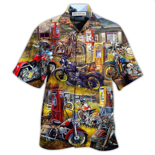 Motorcycle Field Sunset Hawaiian Shirt Design View For Resort Travel And Thoughtful Gifting