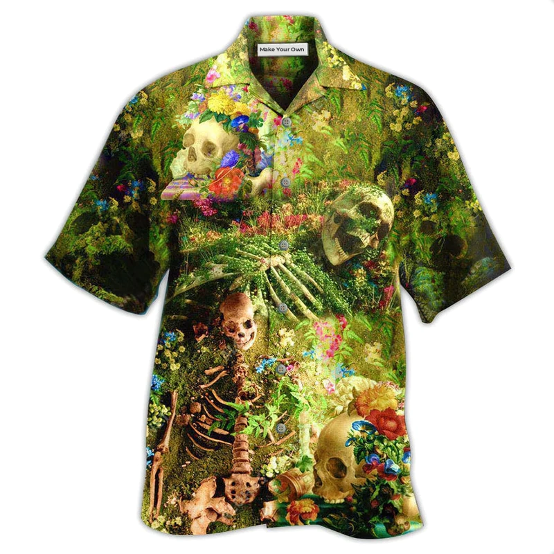 Floral Skull Hawaiian Shirt For Beach Parties Vacation Travel And Relaxed Casual Style