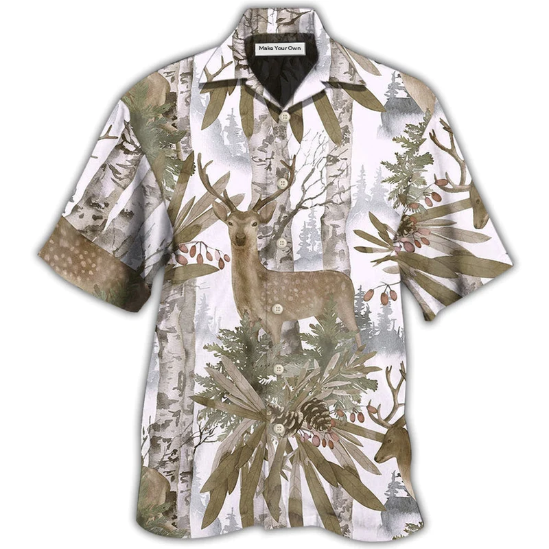Deer Forest Hawaiian Shirt Pattern View For Lightweight Everyday Style