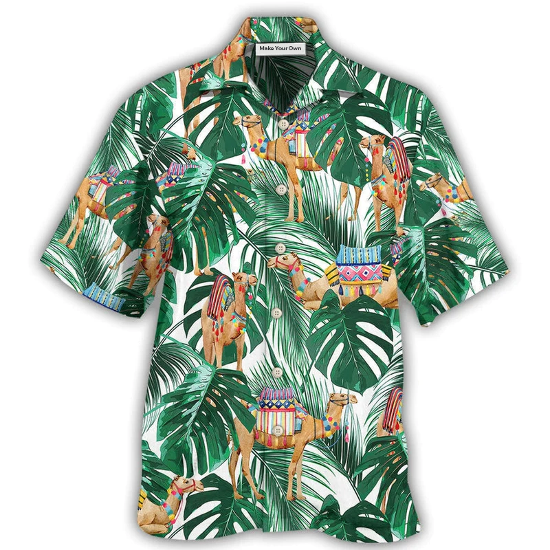 Tropical Camel And Forest Hawaiian Shirt For Island Holidays Summer Parties And Casual Outdoor Wear