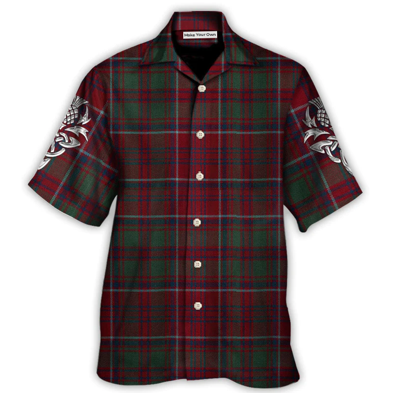 Scottish Tartan Hawaiian Shirt Print Closeup For Beach Days
