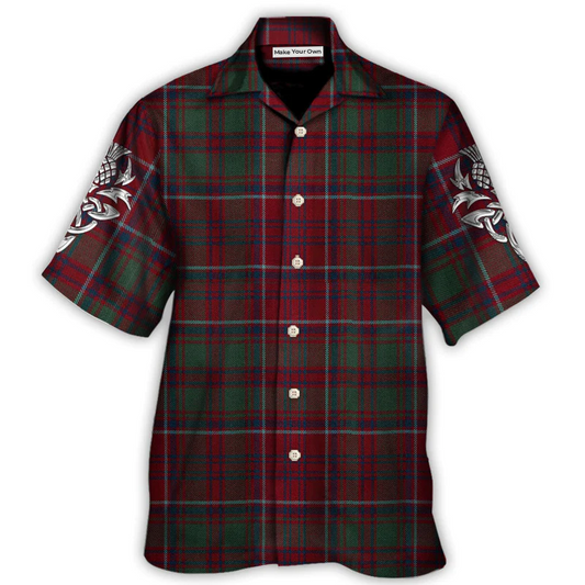 Scottish Tartan Hawaiian Shirt Print Closeup For Beach Days
