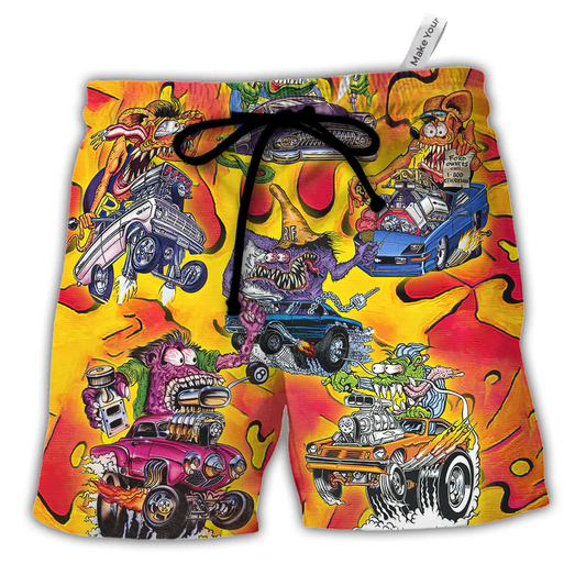 Vintage Classic Hot Rod Racing Beach Shorts For Coastal Adventures And Thoughtful Gift Giving