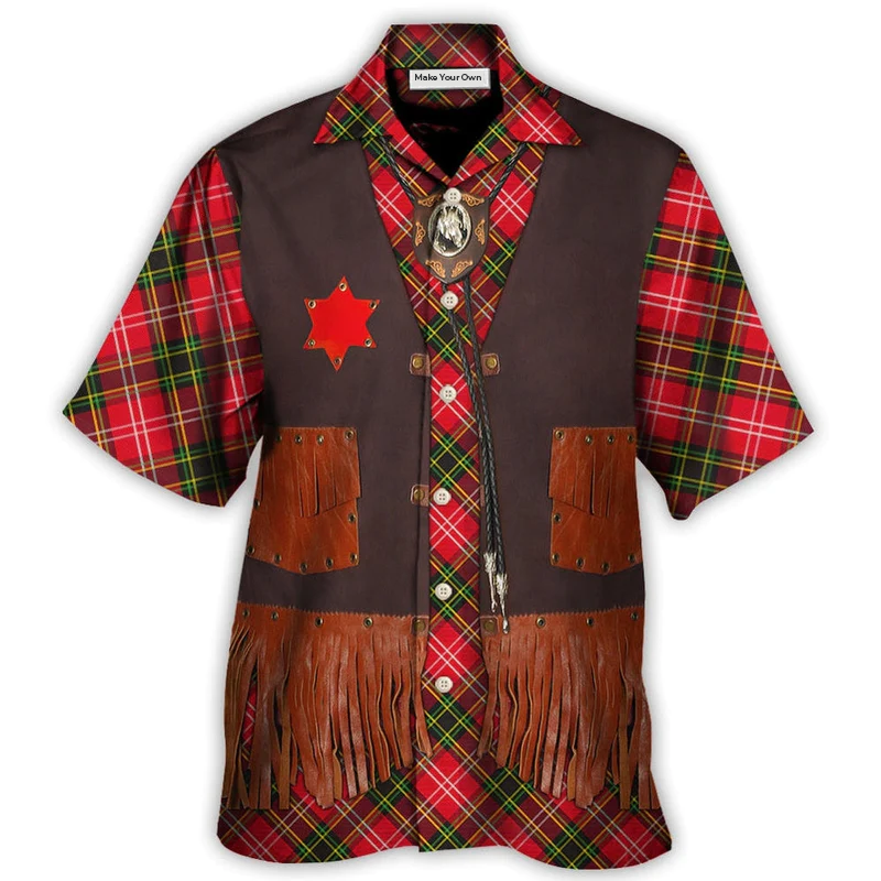 Vintage Christmas Santa Cowboy Hawaiian Shirt For Summer Events And Casual Outdoor Wear