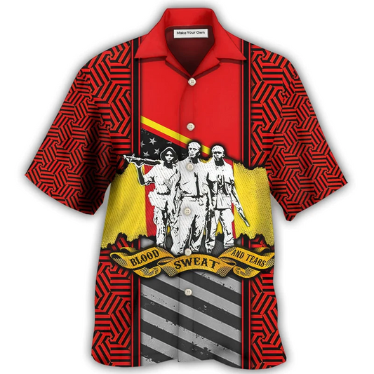 Veteran Vietnam Blood Sweat Tears Hawaiian Shirt Pattern Detail For Vacation Travel And Daily Wear