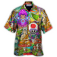 Bohemian Colorful Mushroom Peace Hawaiian Shirt For Summer Events And Casual Outdoor Wear