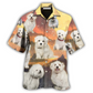 Dog Bichon Frise Sunset Hawaiian Shirt Design Detail For Sunny Adventures And Casual Wear