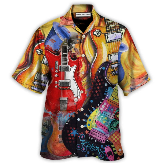 Colorful Guitar Galaxy Amazing Background Hawaiian Shirt For Warm Weather Adventures And Everyday Comfort