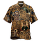 Retro Cat Machine Paradise Hawaiian Shirt Pattern Detail For Summer Holidays And Outdoor Fun