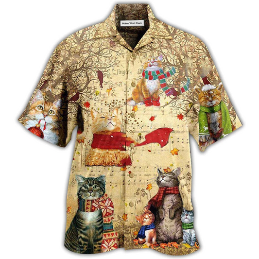 Cat Melody Hawaiian Shirt Artwork Detail For Resort Trips And Outdoor Activities