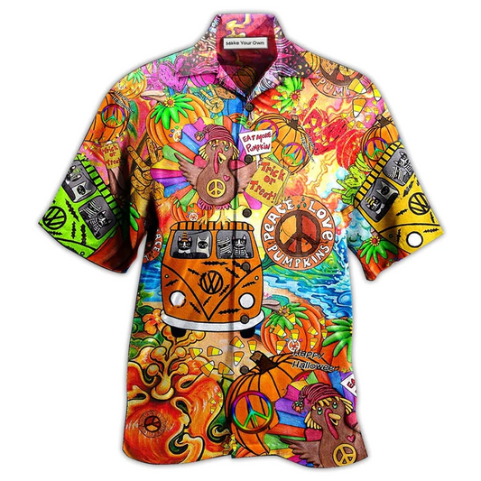 Bohemian Pumpkins Hawaiian Shirt Artwork View For Coastal Escapes And Resort Style