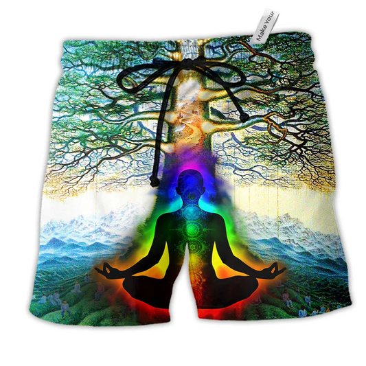 Yoga Peace Comes From Inside Tree Of Life Beach Shorts For Sports Fan Vacation Wear