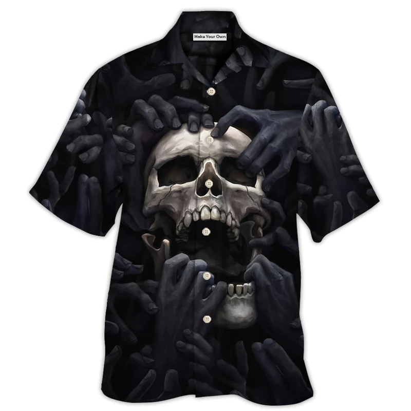 Dark Skull Screaming Underworld's Hand Hawaiian Shirt For Coastal Adventures And Warm Weather Wear