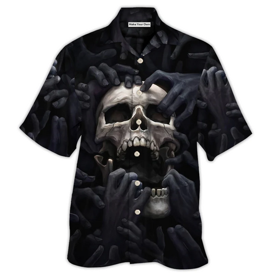 Dark Skull Screaming Underworld's Hand Hawaiian Shirt For Coastal Adventures And Warm Weather Wear