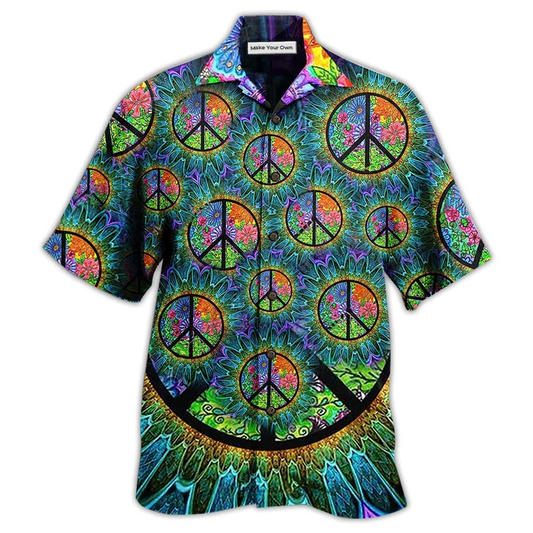 Bohemian Peace Hawaiian Shirt Design Detail For Beach Days And Holiday Travel