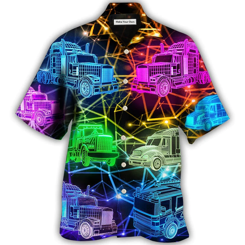 Neon Colorful Truck Hawaiian Shirt For Warm Weather Adventures And Everyday Comfort