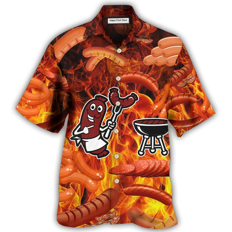 Food Sausage Put Meat Hawaiian Shirt For Summer Events And Casual Outdoor Wear