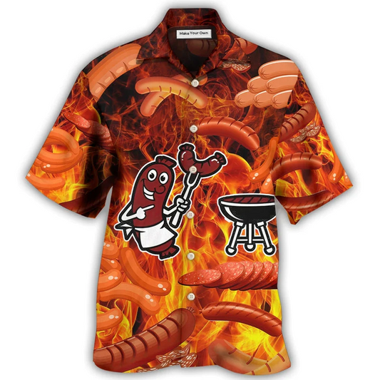 Food Sausage Put Meat Hawaiian Shirt For Summer Events And Casual Outdoor Wear