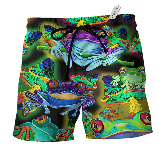 Mushroom Frog Beach Shorts For Resort Getaways And Thoughtful Gift Giving