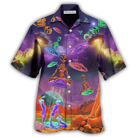 Alien Galaxy Awesome Ufo Hawaiian Shirt For Summer Vacation And Beach Travel