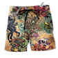 Skull Into The Sea Hawaiian Print Beach Shorts For Seaside Summer Adventures
