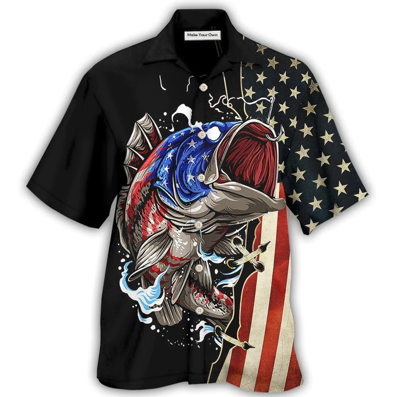 Fishing Independence Day Hawaiian Shirt For Island Vacations And Everyday Style