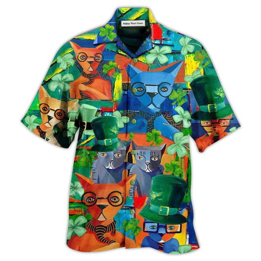 Cat Purrfect Saint Patricks Day Hawaiian Shirt Design Detail For Sunny Adventures And Casual Wear
