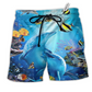Dolphin Dolphin In The Ocean Hawaiian Print Beach Shorts For Marine Inspired Outdoor Wear