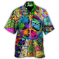 Hippie Peace And Space Explorer Hawaiian Shirt For Tropical Getaways Outdoor Fun And Everyday Wear