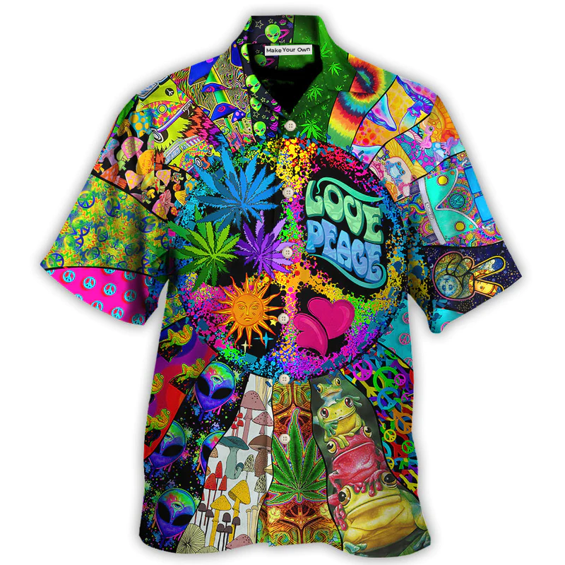Hippie Peace And Space Explorer Hawaiian Shirt For Tropical Getaways Outdoor Fun And Everyday Wear