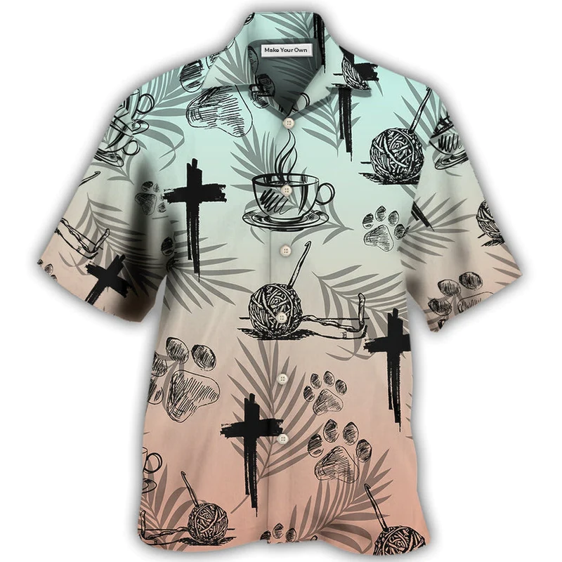 Coffee Faith Dog Knitting Hawaiian Shirt Artwork View For Coastal Escapes And Resort Style