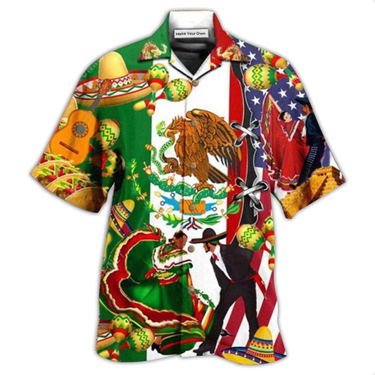 Mexican American Heritage Hawaiian Shirt For Coastal Vacations Warm Weather Events And Daily Style