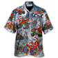 Red Truck Christmas Riding Snow Mountain Hawaiian Shirt Artwork Detail For Tropical Trips And Casual Outings