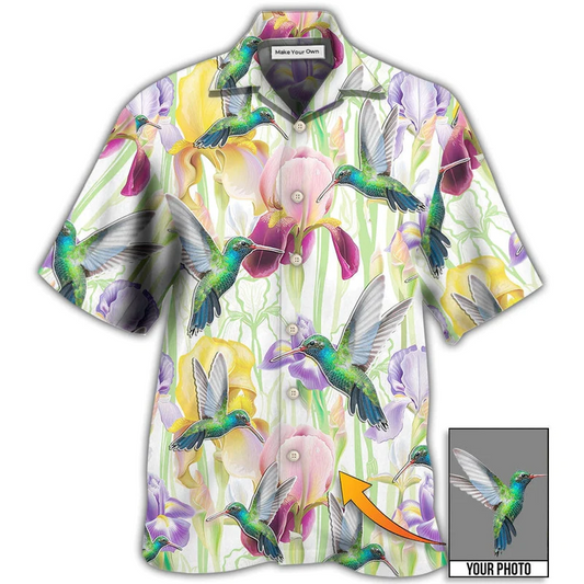Floral Hummingbird Beautiful Custom Photo Hawaiian Shirt Artwork View For Coastal Escapes And Resort Style