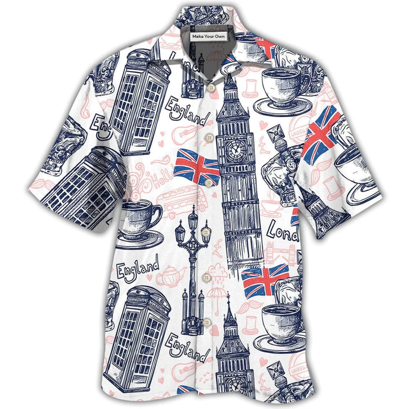 English Heritage Hawaiian Shirt For Tropical Parties Vacation Travel And Casual Summer Style