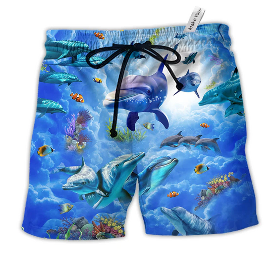 Dolphin My Spirit Animal Is A Dolphin Blue Beach Shorts For Ocean Lover Vacation Wear