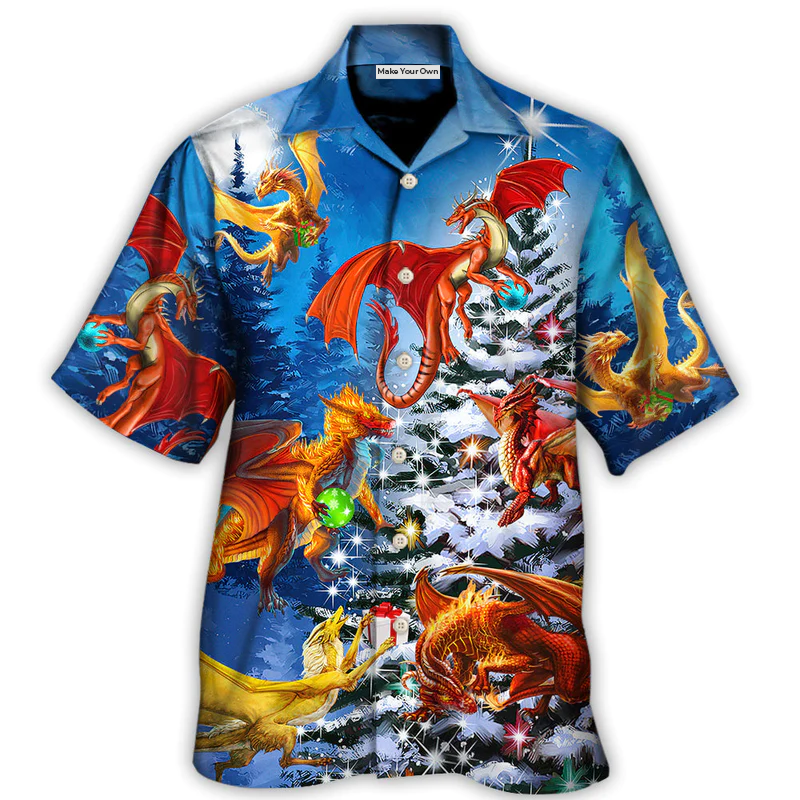 Christmas Dragon Family Light Hawaiian Shirt Creative Print View For Weekend Trips