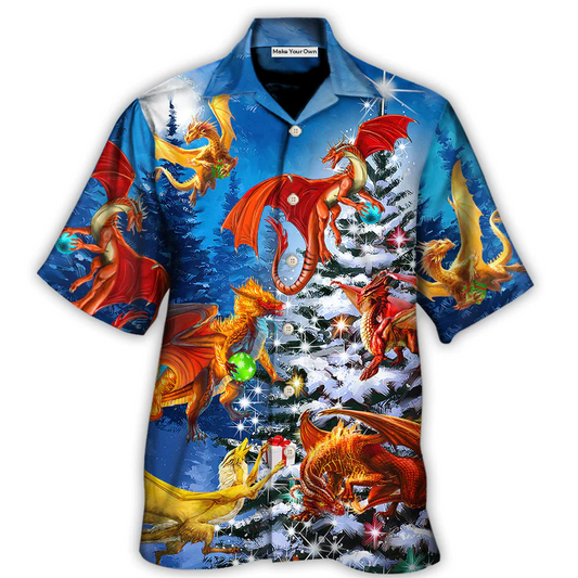 Christmas Dragon Family Light Hawaiian Shirt Creative Print View For Weekend Trips
